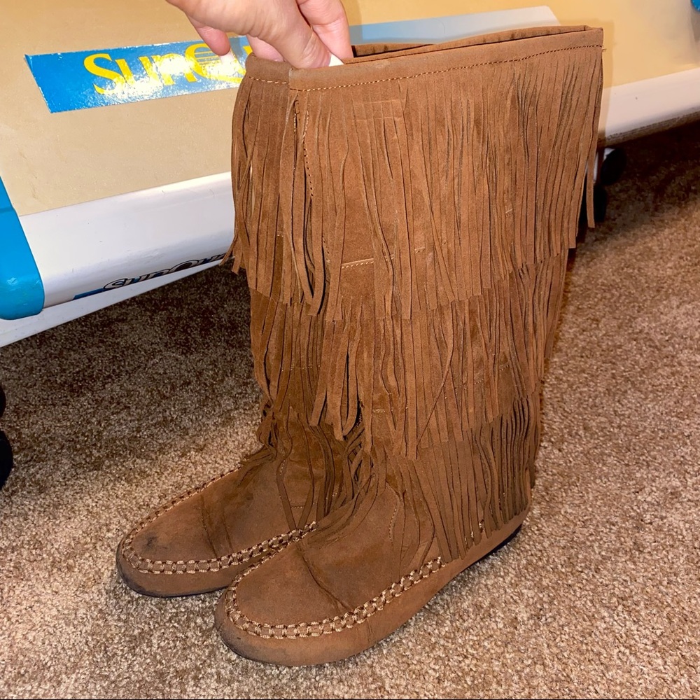 Women’s Moccasin Tall Fringed Boots
